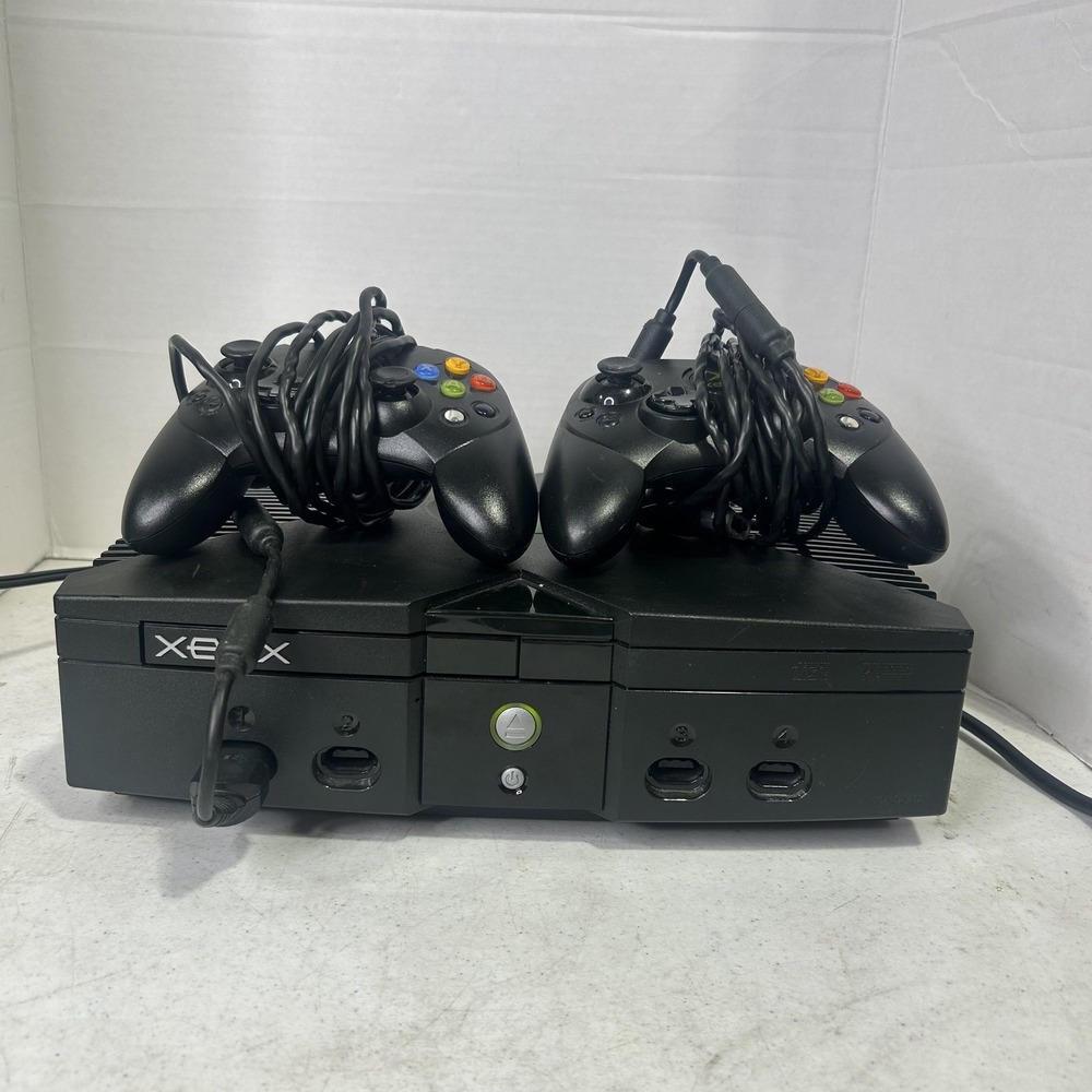 Microsoft Xbox Original Console Bundle Black 2001 Model 2 Controllers AV Power - Picture 2 of 11